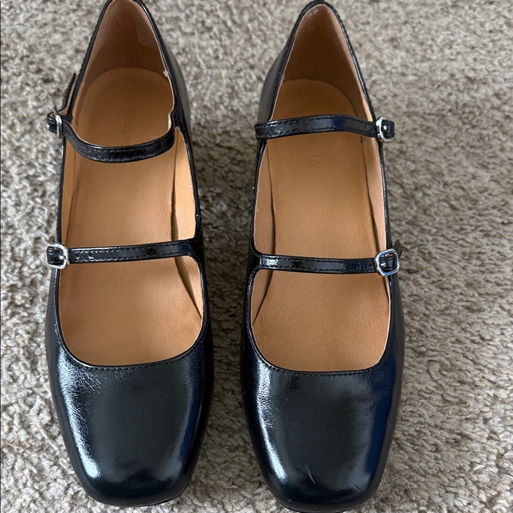 Madewell Black  Double-Strap Mary Jane Flats